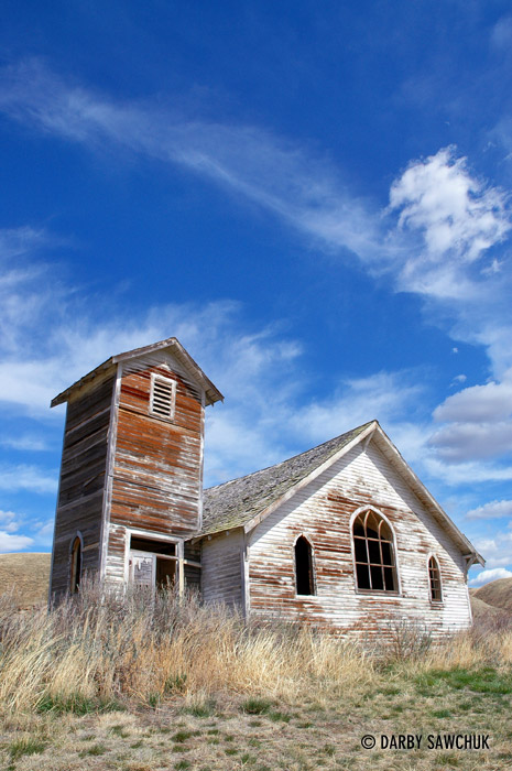 A small church in the village of Dorothy, Alberta, Canada.