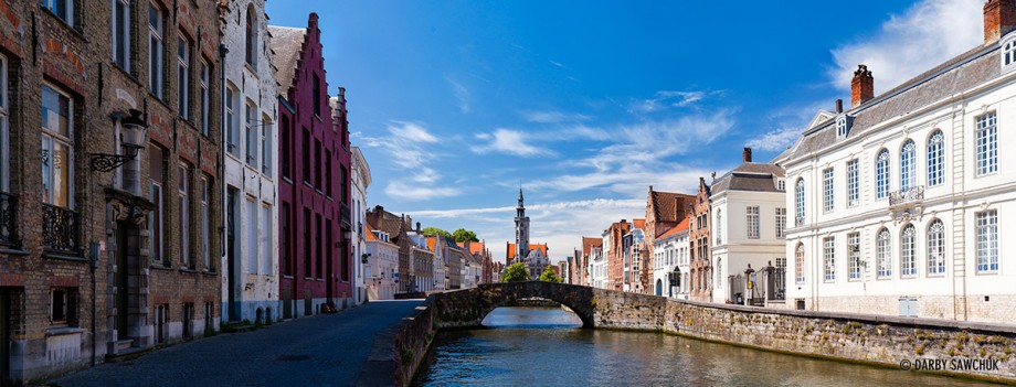 A panorama of the Spiegelrei canal in Bruges, Belgium. (Click for a larger image.)