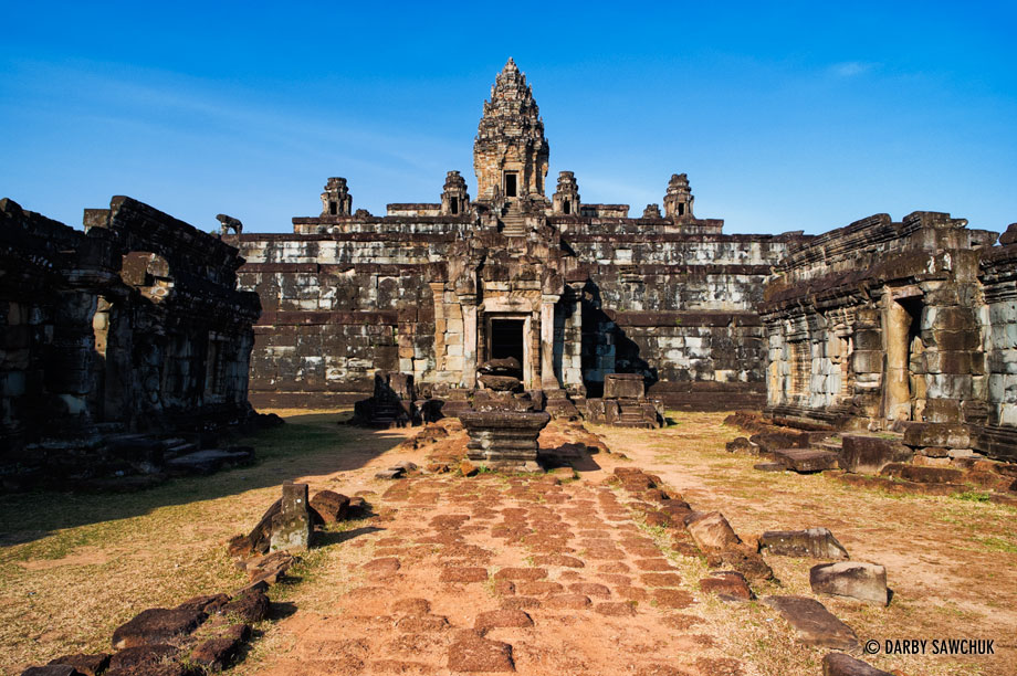 The ancient Khmer temple mountain of Bakong a part of the Roluos Group near Siem Reap, Cambodia.