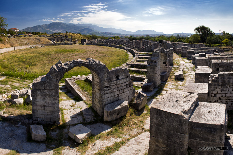 The ruined Roman colosseum at Solin near Split, Croatia.