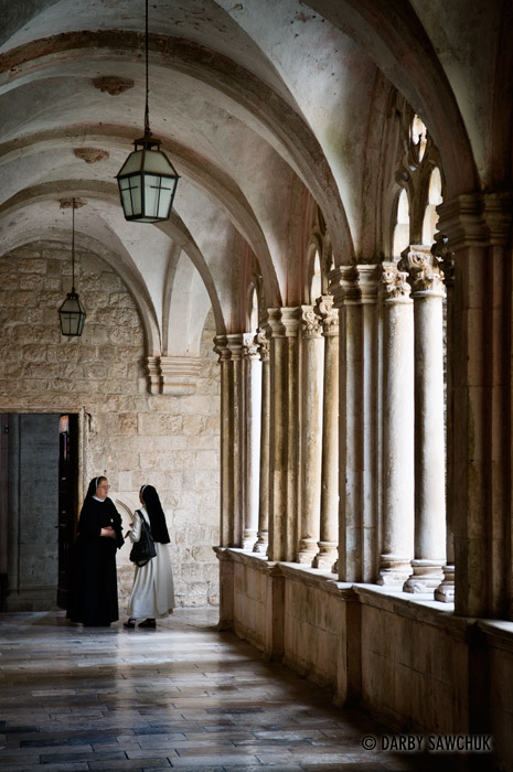Nuns in the cloisters of the Dominican Monastery in Dubrovnik, Croatia.
