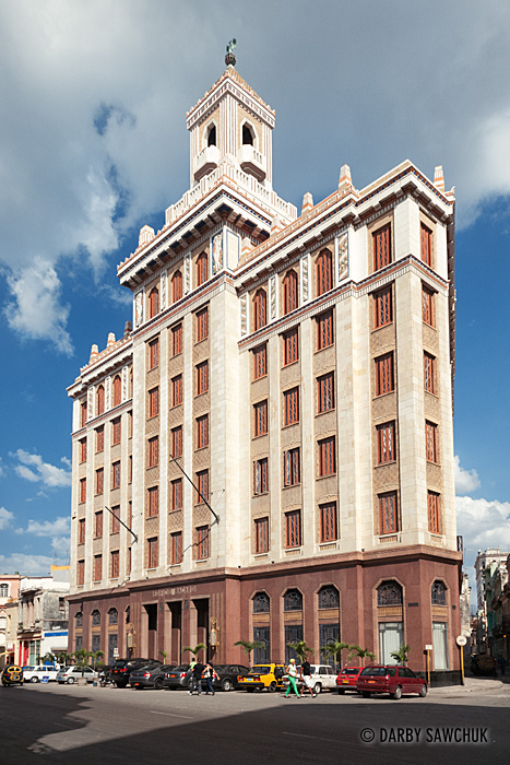 The Edificio Bacardi stands as a brilliant example of art-deco architecture in Havana, Cuba.