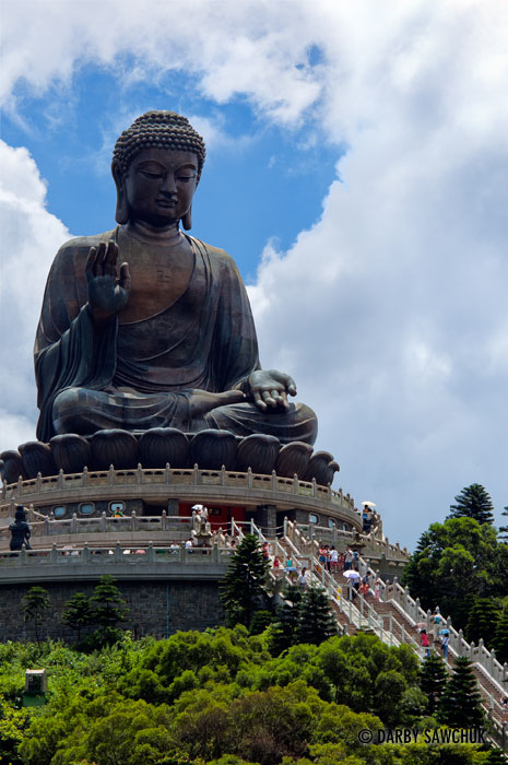 The Tian Tan Buddha, a huge bronze statue on Lantau Island, Hong Kong.