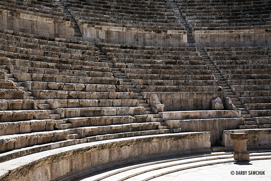 The Roman Theatre, an impressive amphitheatre cut into a hillside in Amman, Jordan.
