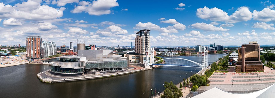 Panoramic View of the Lowry and Salford Quays.