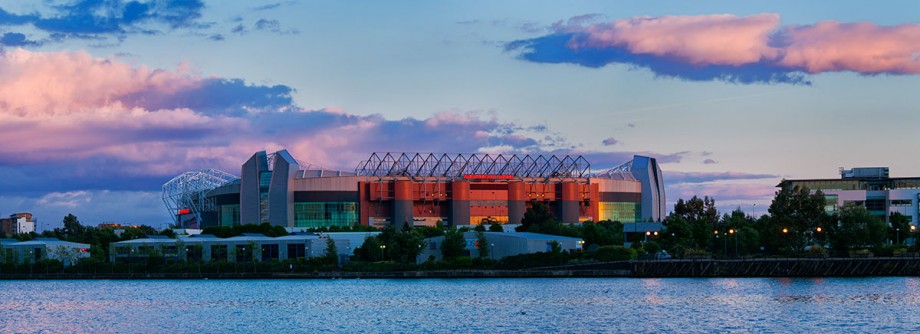 The Old Trafford football stadium, home of the Manchester United Football Club.