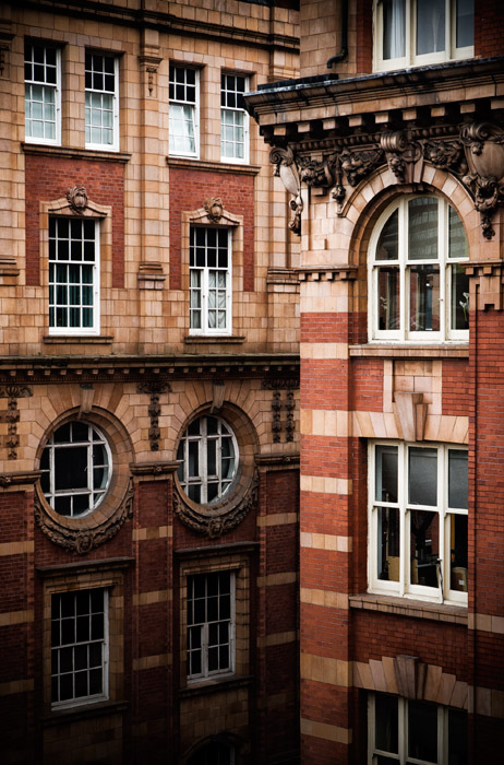 Brick buildings in Manchester, UK.