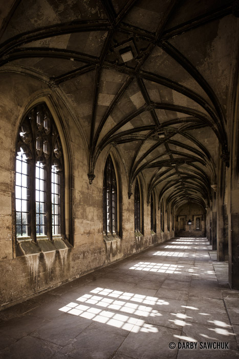 A colonnade at St. John's College in Cambridge.