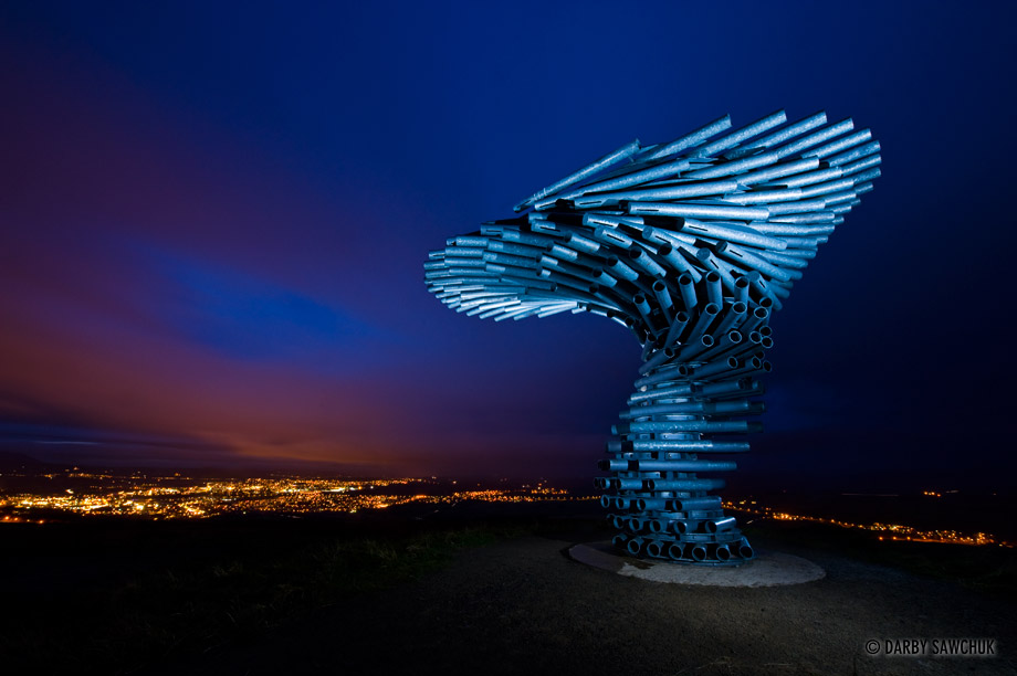 The Singing Ringing Tree, a sculpture overlooking Burnley in Lancashire.