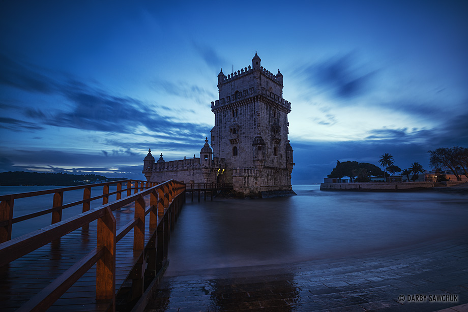 Belém Tower or the Tower of St Vincent, a defensive fortress standing at the mouth of the Tagus River in Lisbon, Portugal.