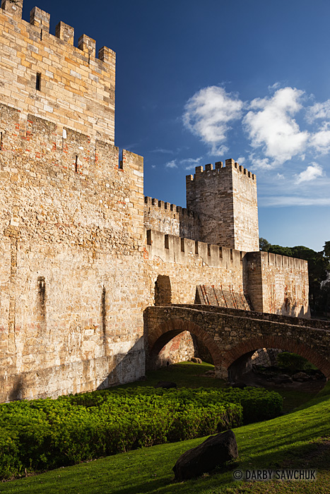 The walls and entrance to the São Jorge Castle which overlooks Lisbon.