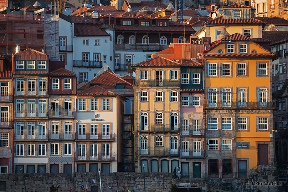 The colourful houses of the UNESCO Wolrd Heritage Ribeira District in Porto.
