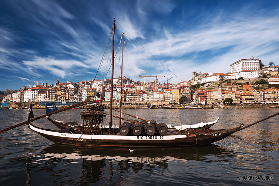 Rabelo boats floating in the River Douro.