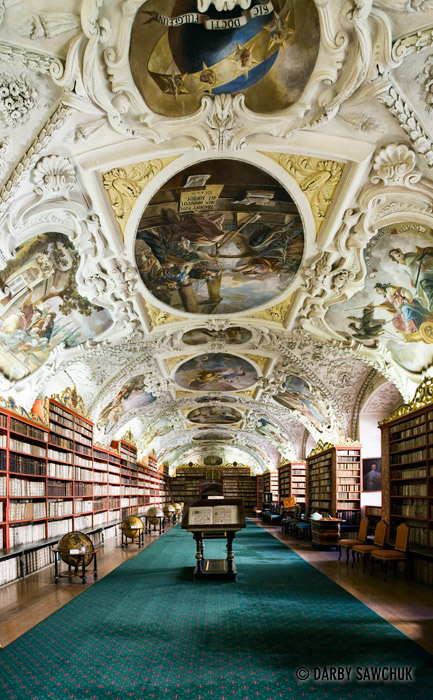 The Theological Library in the Strahov Monastery in Prague, Czech Republic.
