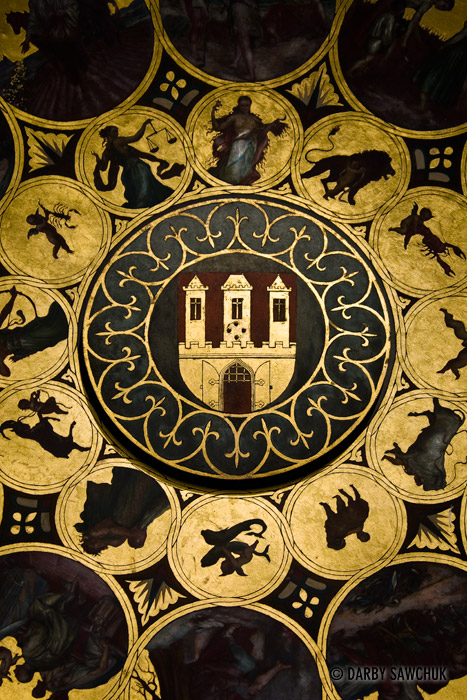 A close up of the calendar on the Astronomical Clock (Orloj) in Prague, Czech Republic.