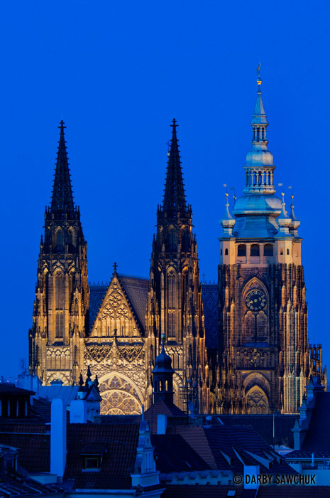 St. Vitus Cathedral at night in Prague, Czech Republic.