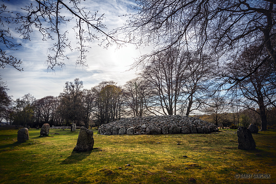 Balnuaran of Clava/the Clava Cairns, bronze-age tombs east of Inverness, Scotland.