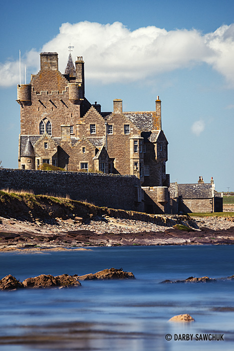 Ackergill Tower on Sinclair's Bay in the north of Scotland.