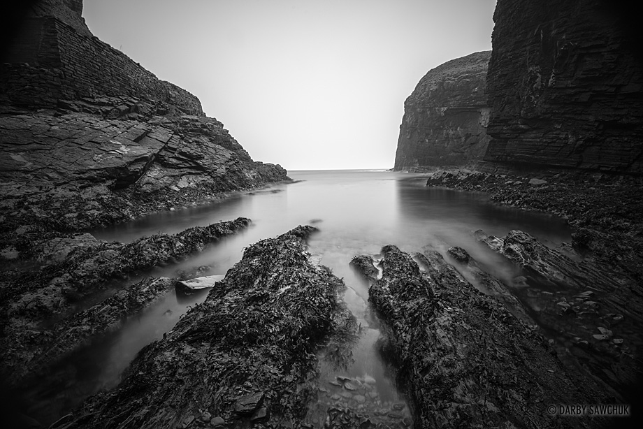 The Whaligoe Harbour at the base of the Whaligoe Steps in Caithness, Scotland.