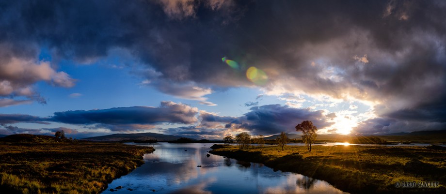 Sunrise over Loch Ba, Rannoch Moor, Scotland.