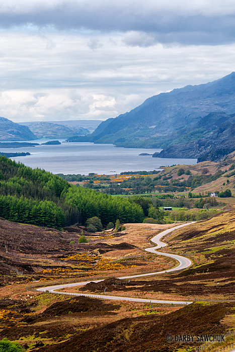 The road leading to Loch Maree in the Highlands of Scotland.
