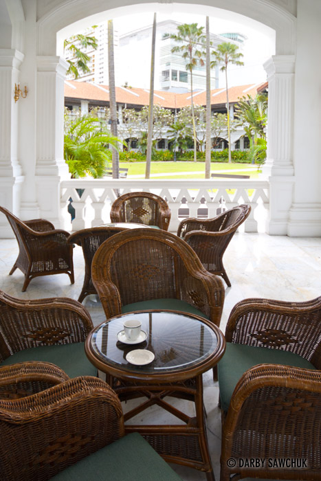 A lounge area at Raffles Hotel in Singapore.