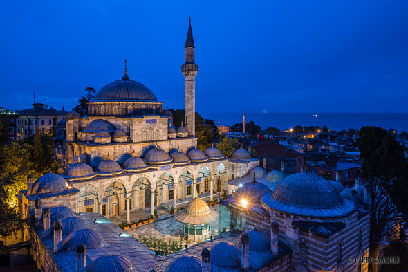 Before dawn at Sokollu Mehmet Pasha Mosque in the Kadirga neighbourhood of the Fatih district of Istanbul, Turkey.