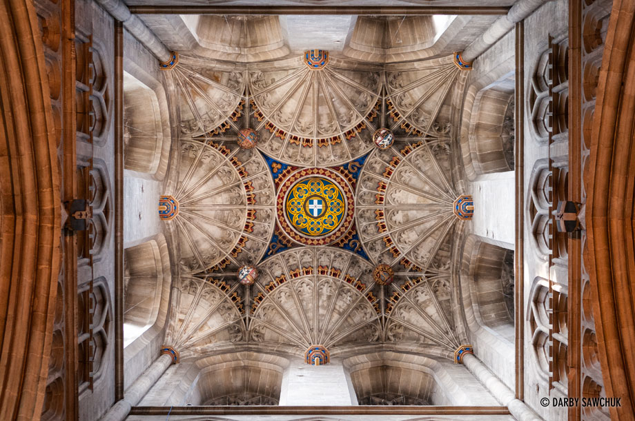 The ceiling of the Bell Harry Tower in Canterbury Cathedral.