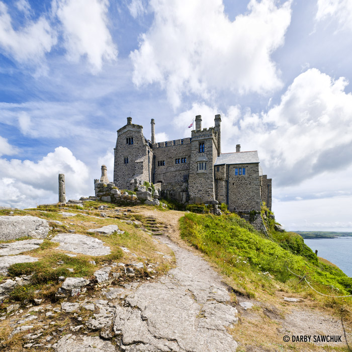 The castle on top of St. Michael's Mount in Cornwall.