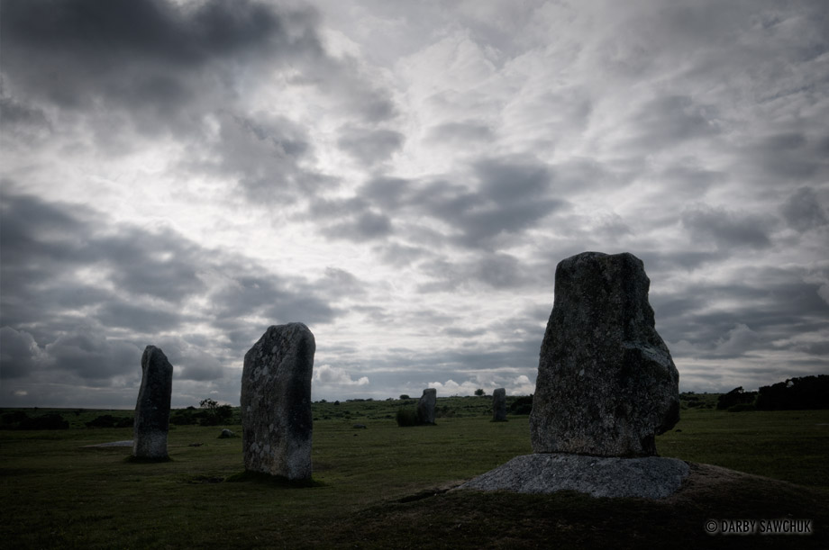 The Neolithic Hurlers Stone Circle in Bodmin Moor, UK.