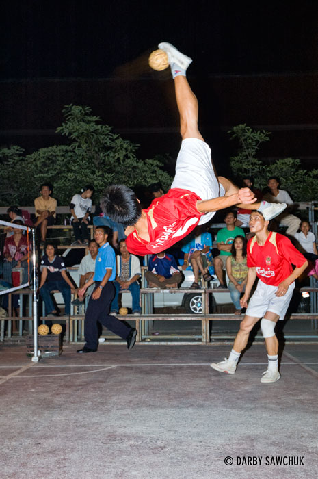 A game of Sepak Takraw in Chiang Mai, Thailand.