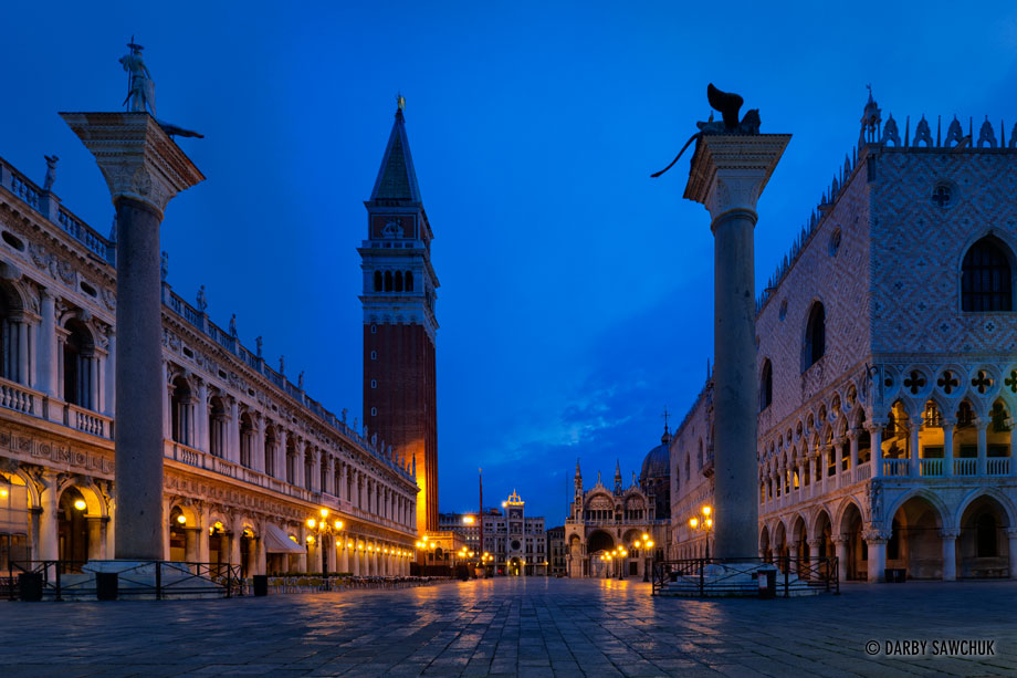 Piazza San Marco before dawn in Venice.