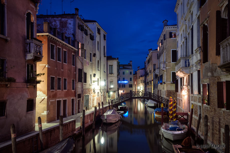 One of the small canals in the Cannaregio district of Venice.