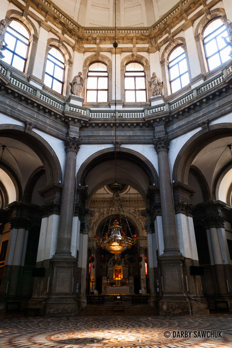 The interior of the Santa Maria della Salute church in the Dorsoduro district of Venice.